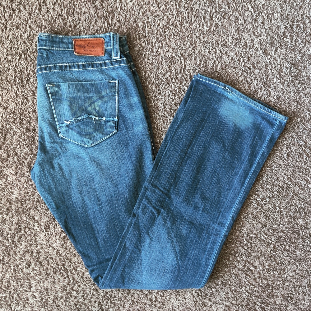 Big Star "Liv" Blue Boot Cut Jeans with White Stitching